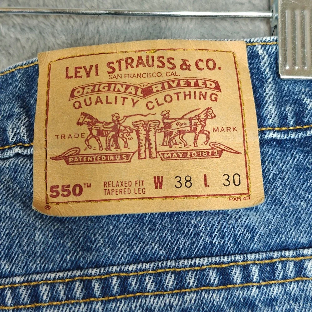 Vintage 90s Levis 550 Relaxed Tapered 38x30 Fits 36x30 USA Red Tab High Rise 95